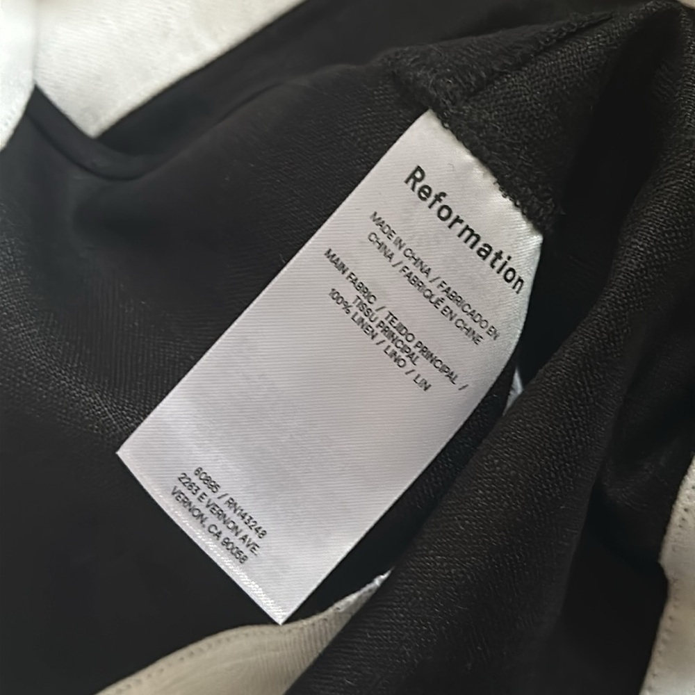 NEW Reformation Robbie Linen Two Piece in Black & White - size 6 - Picture 11 of 11